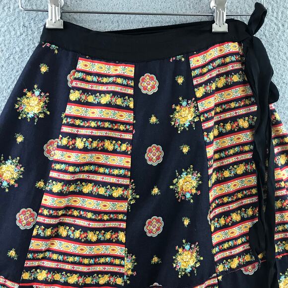 Vintage 70s Mr. Hank Patchwork Mixed Fabric Long Skirt wrap - Picture 3 of 10